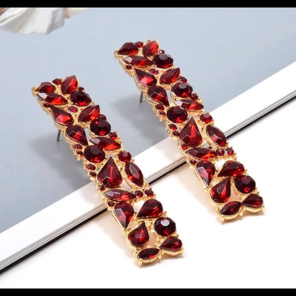 💕Red rhinestone Drop Earrings